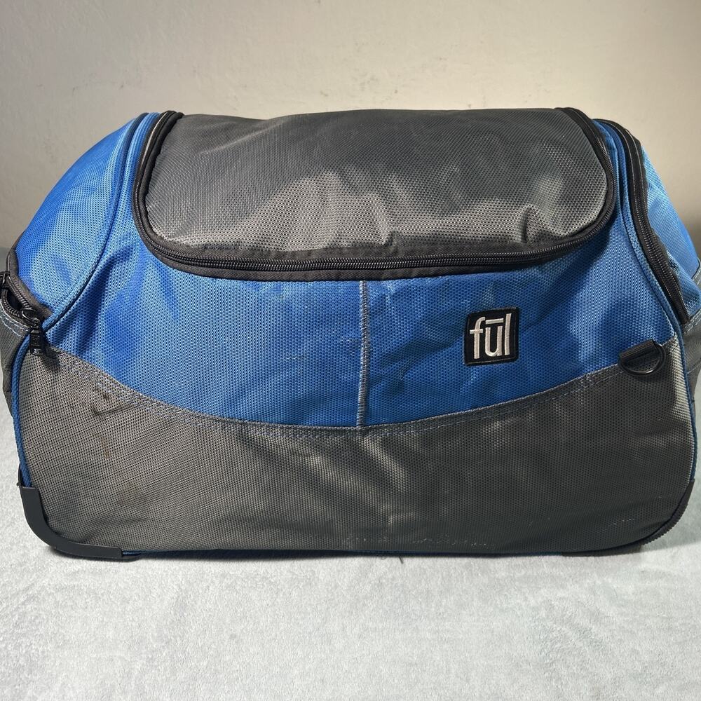 FUL Rolling Luggage Duffle Travel Bag 22" Length Retractable Wheeled Hiking Blue